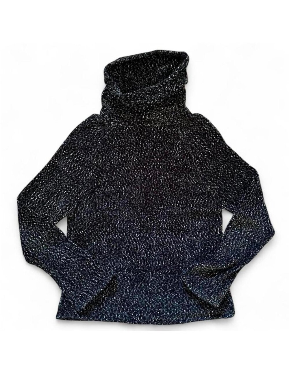 Black & grey speckled knit turtleneck sweater